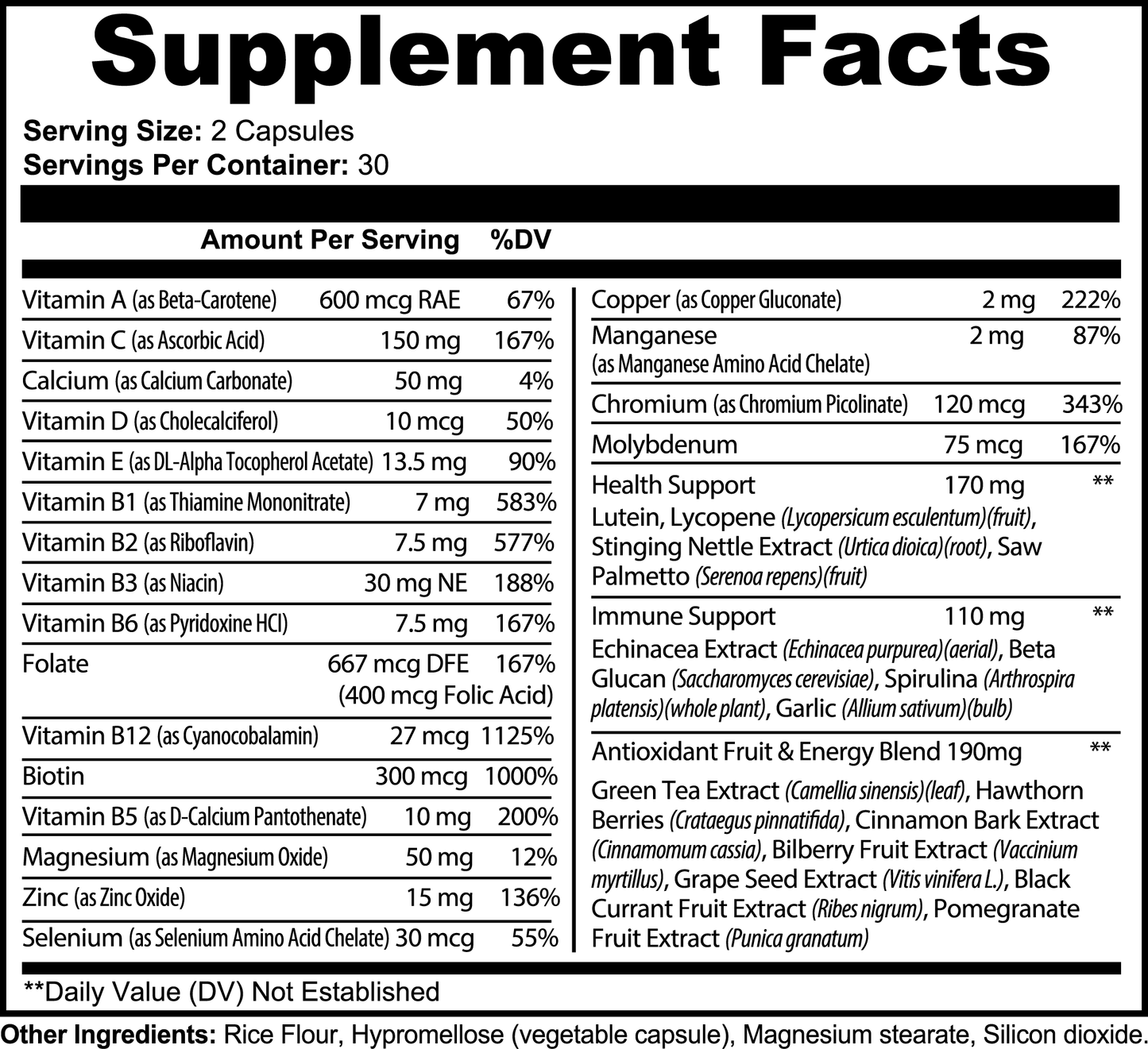Complete Multivitamin for Men & Women – Daily Vitamins with Essential Nutrients for Energy, Immune Support, and Overall Wellness – Non-GMO, Gluten-Free, High-Potency Formula, 60 count