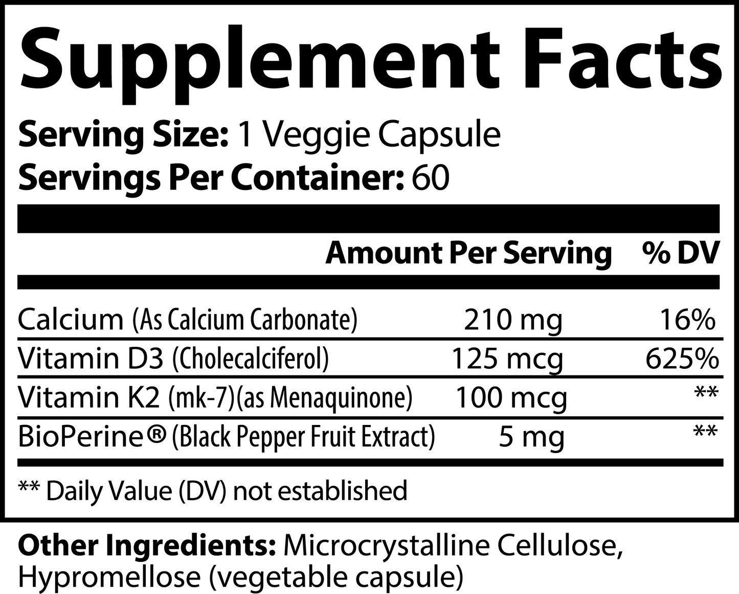 Vitamin K2 + D3 Supplement – Supports Bone & Heart Health – High-Potency MK-7 for Calcium Absorption – Non-GMO, Vegan, Third-Party Tested, 60 count