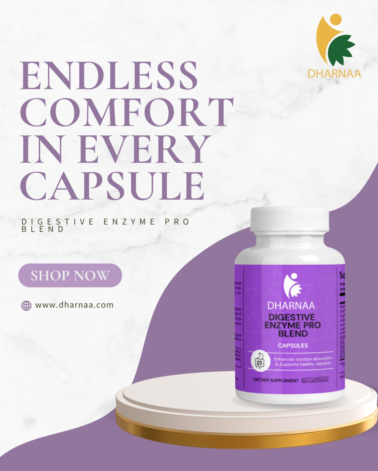 Digestive Enzymes Supplement – Supports Gut Health & Digestion – Breaks Down Proteins, Fats & Carbs – with Bromelain, Papain & Probiotics for Bloating & Gas Relief, 60 count