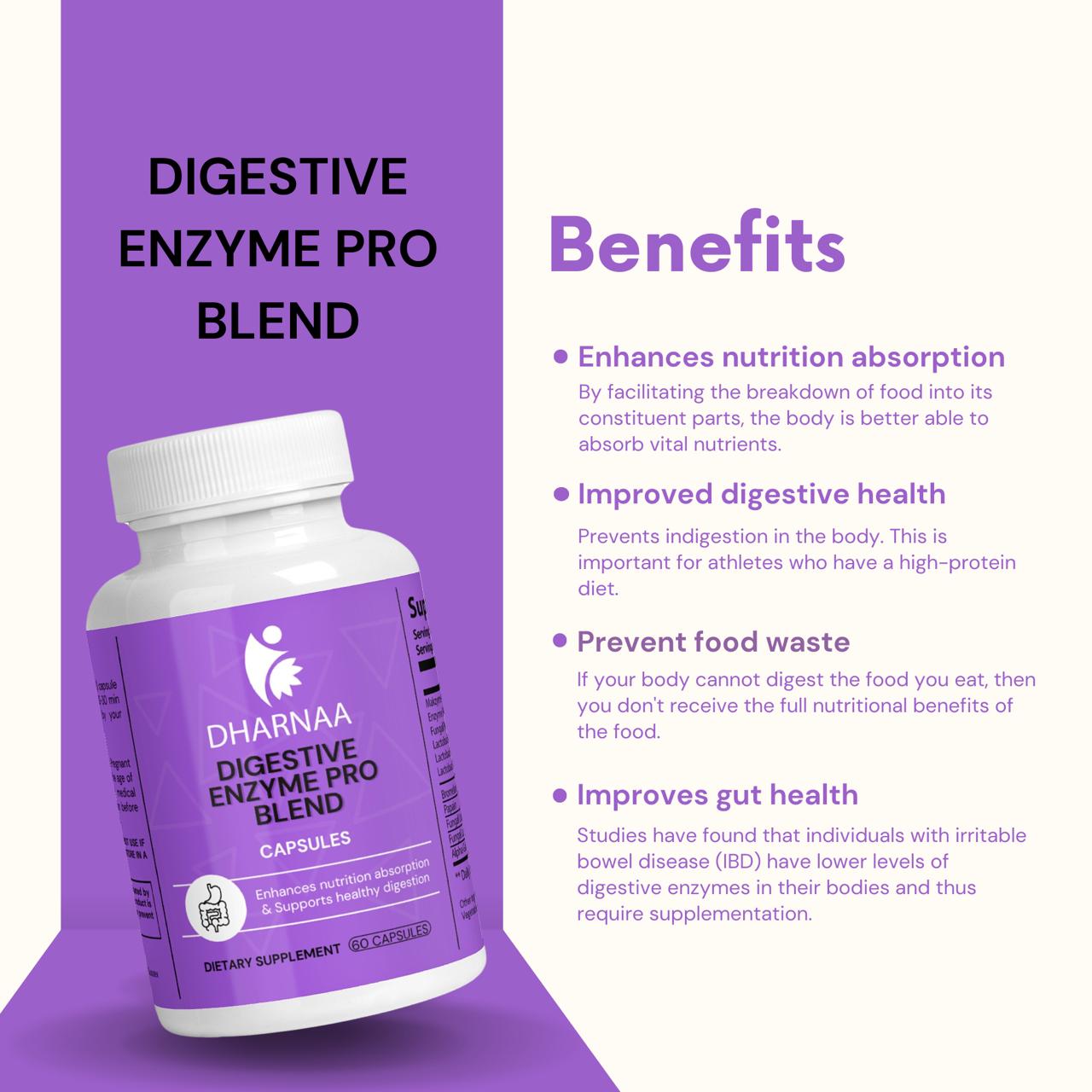 Digestive Enzymes Supplement – Supports Gut Health & Digestion – Breaks Down Proteins, Fats & Carbs – with Bromelain, Papain & Probiotics for Bloating & Gas Relief, 60 count