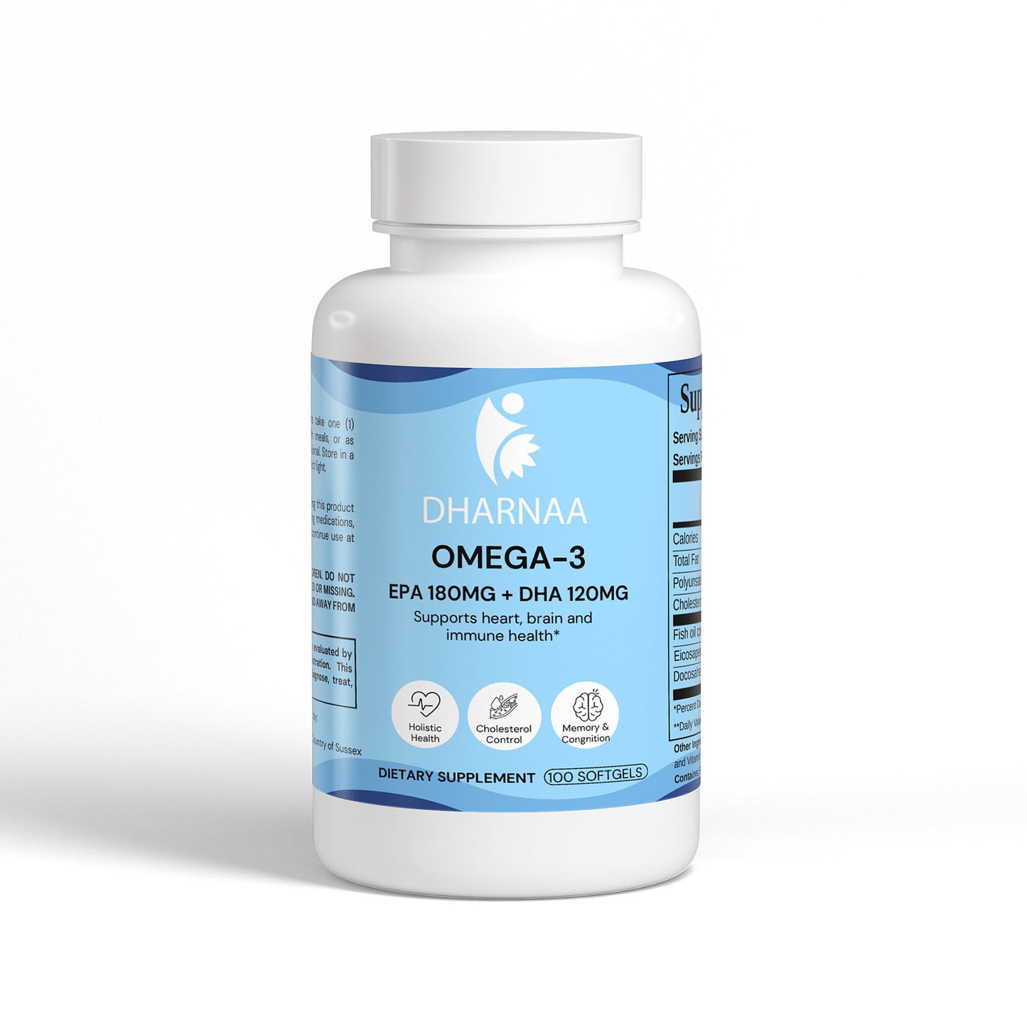 Omega-3 1000mg Fish Oil, EPA 180mg + DHA 120mg